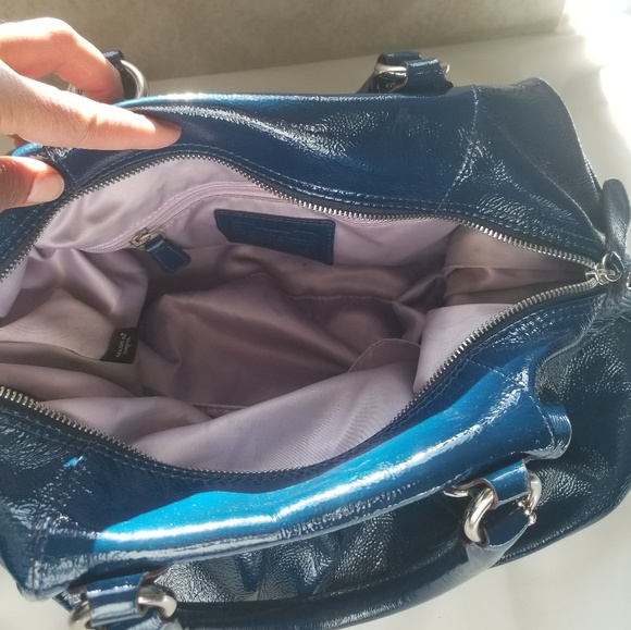 Teal blue Coach purse with matching wristlet - Picture 3 of 4